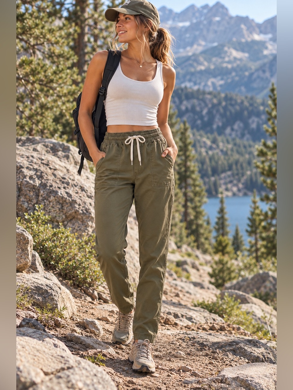 Vuori Ripstop Pants with Raw Hem in Green Women's Small